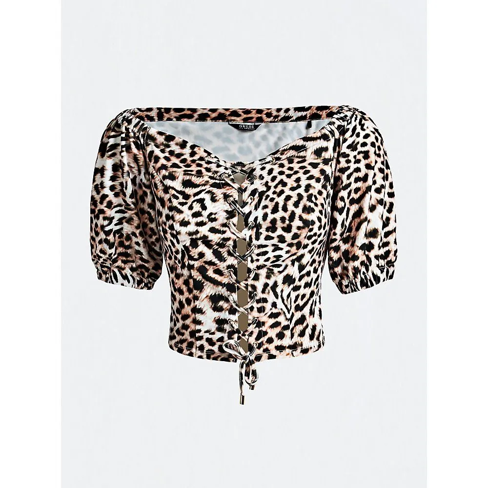 Top corto leopardato
