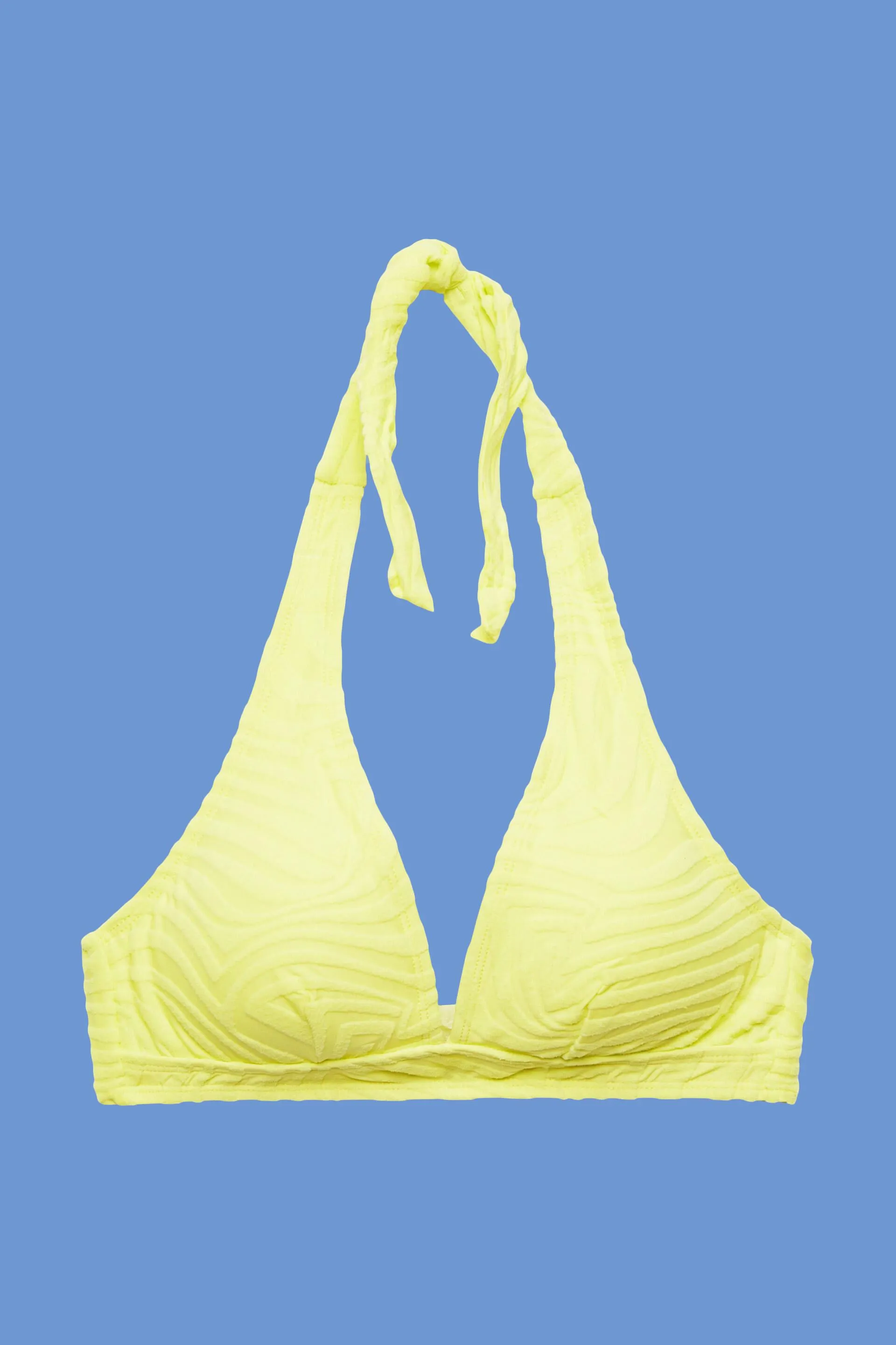 Top imbottito jacquard con allacciatura al collo