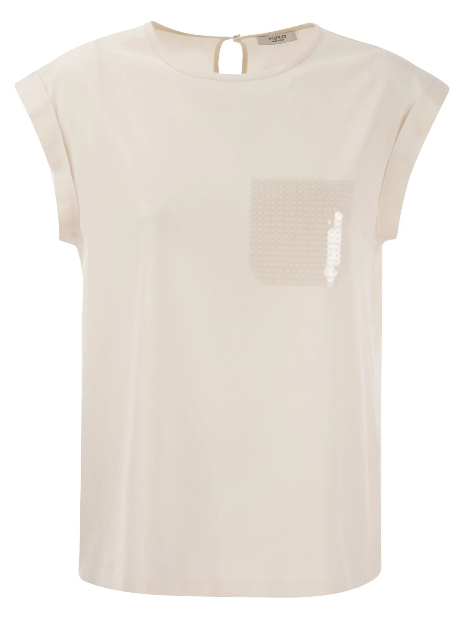 Top in preziosa crepe de chine di seta con con ricamo Watery