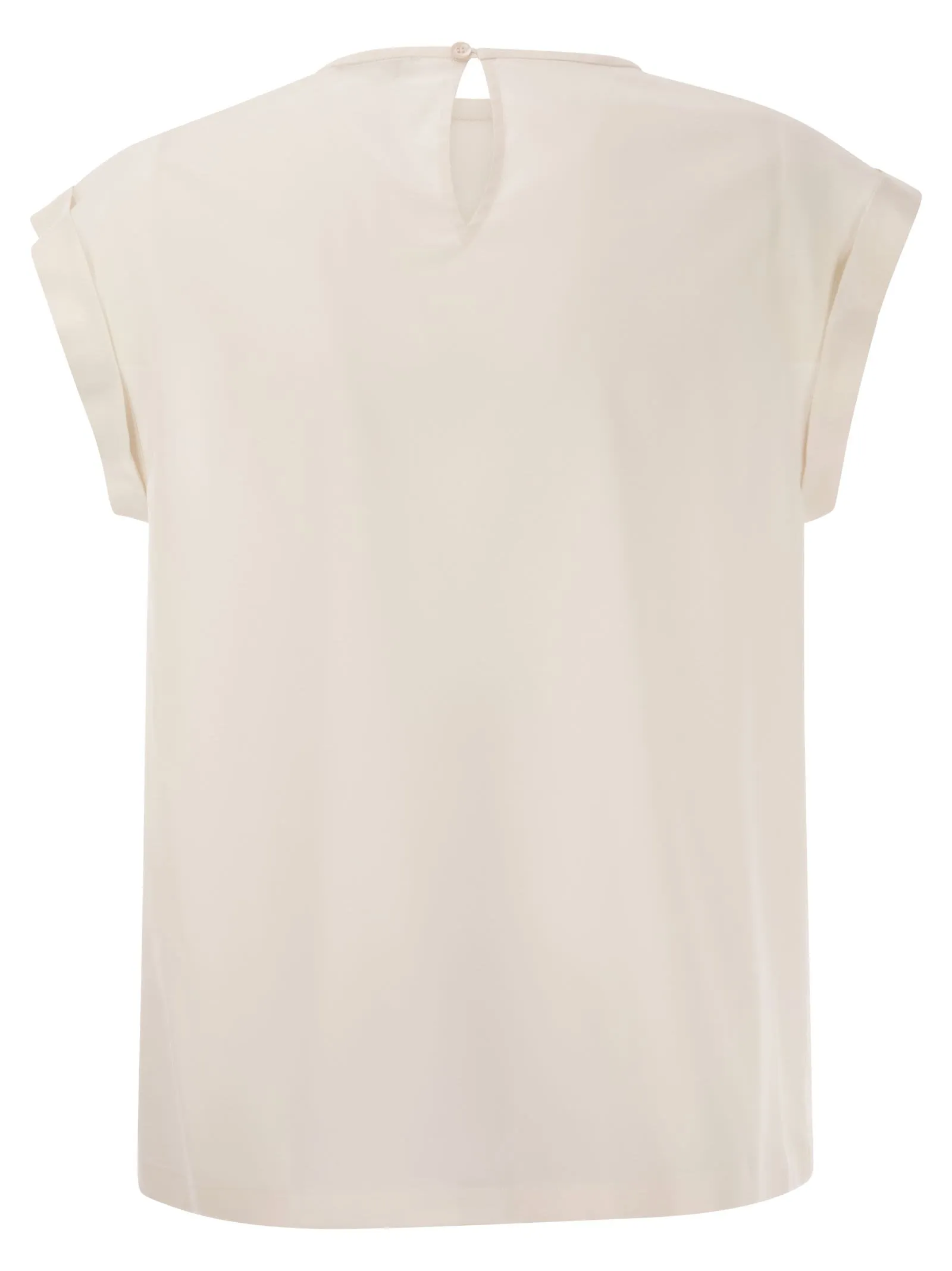 Top in preziosa crepe de chine di seta con con ricamo Watery