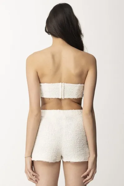 Top in tweed con maxi catena Burro