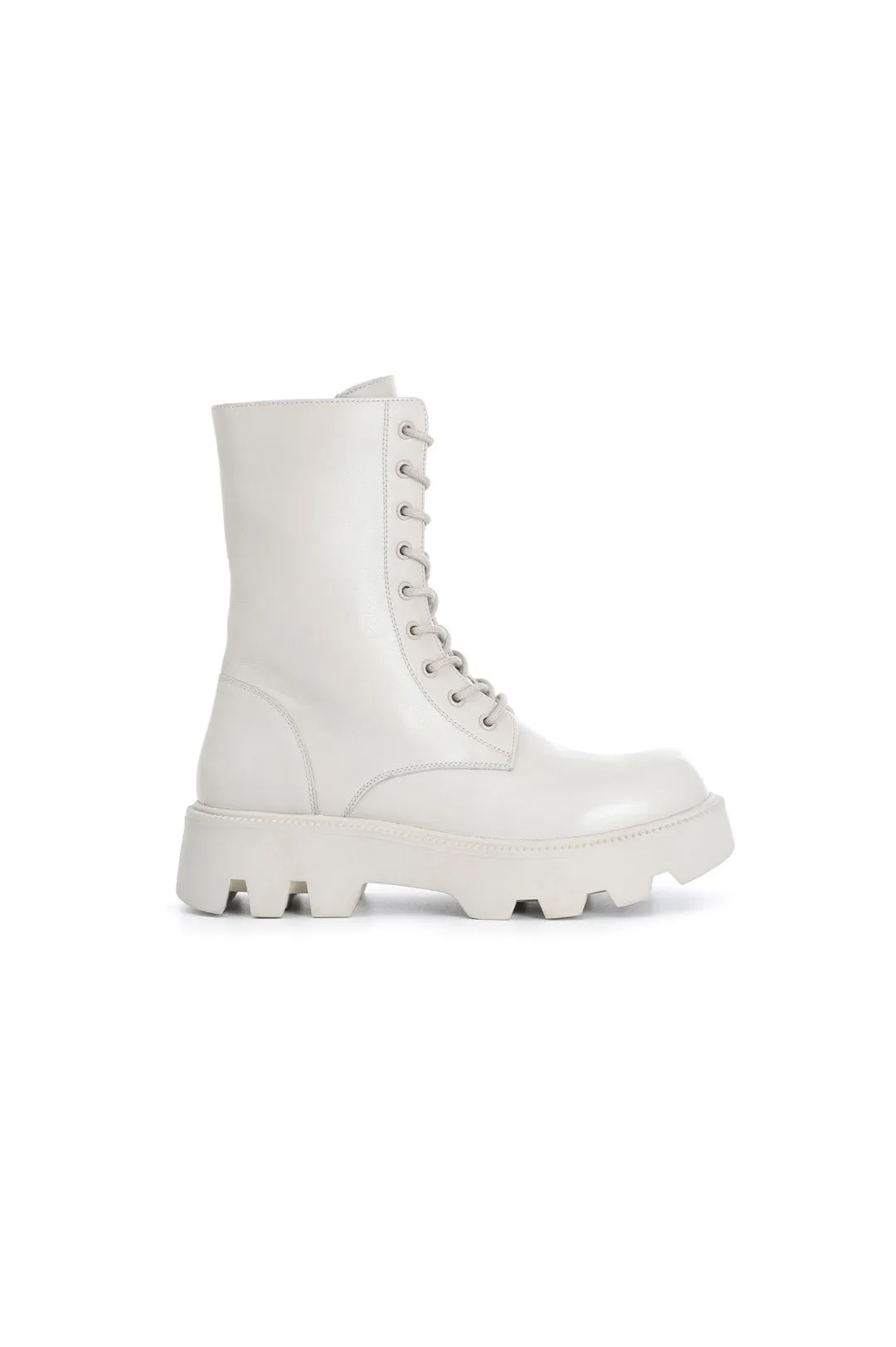 tronchetto allacciato in pelle off white
