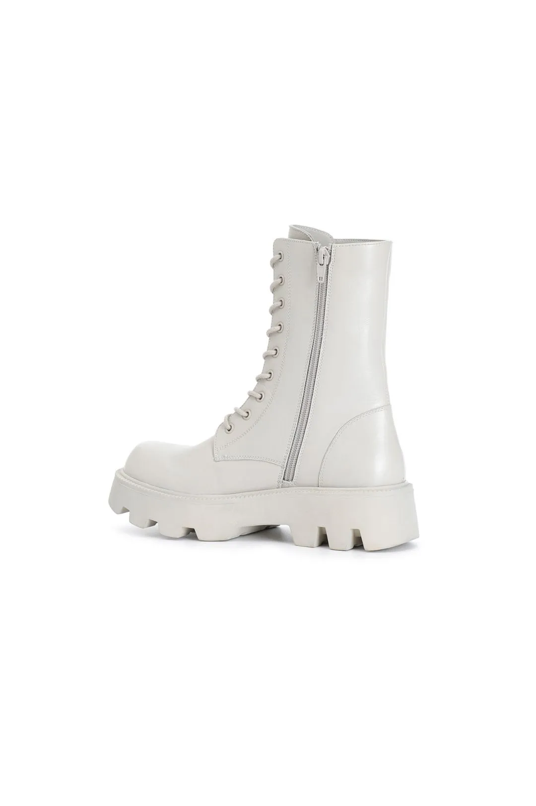 tronchetto allacciato in pelle off white