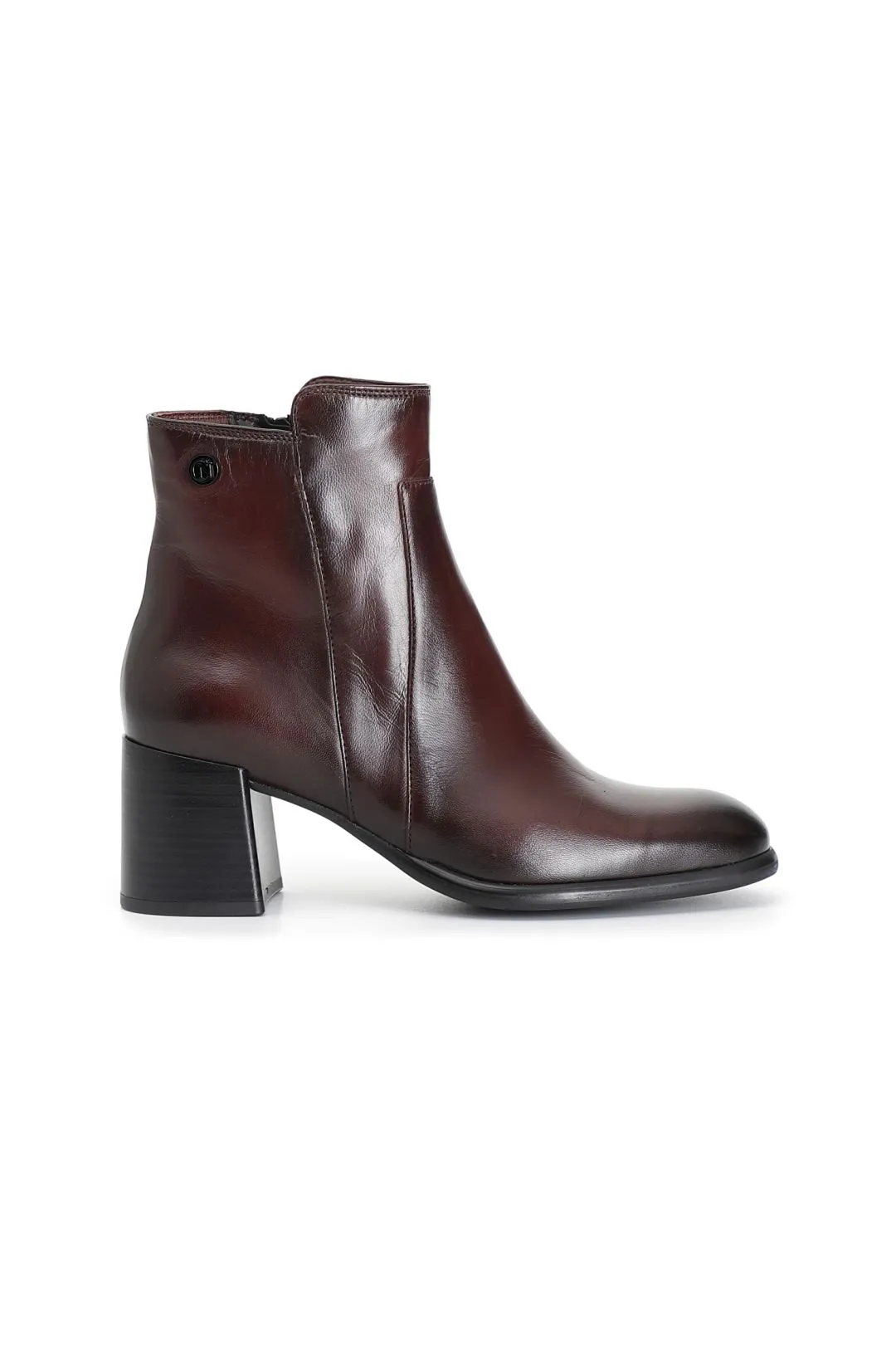 tronchetto donna in pelle con cerniera bordeaux
