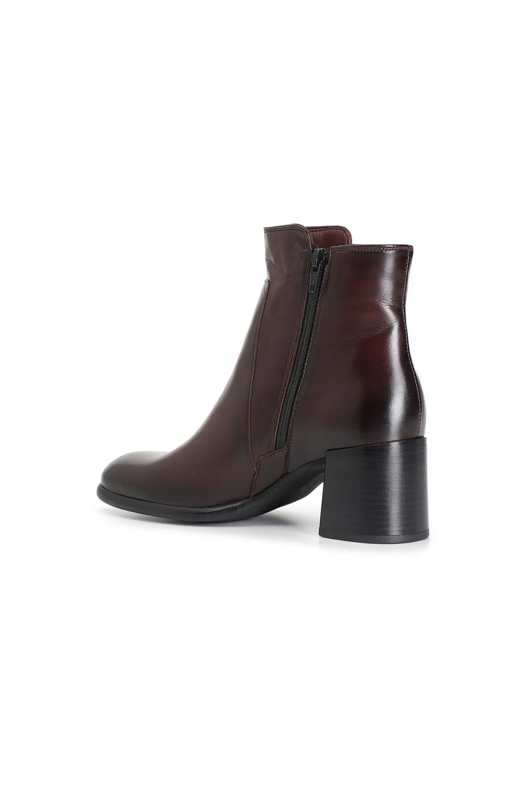 tronchetto donna in pelle con cerniera bordeaux