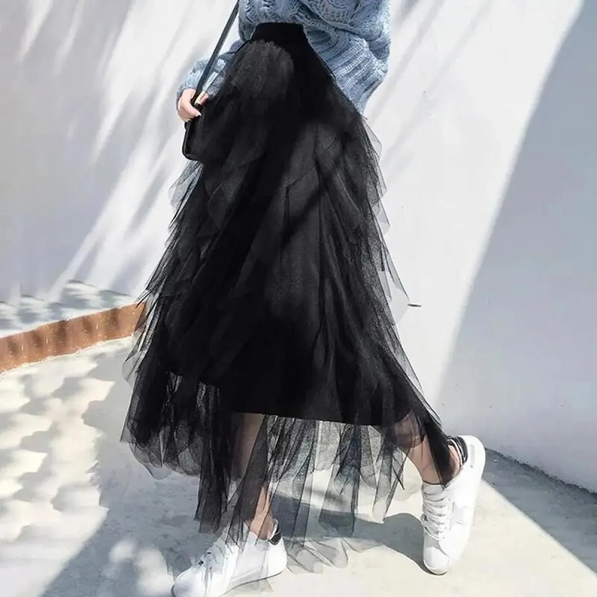 Tutù gonna lunga lunga in tulle moda donna 2024 gonna a pieghe a vita alta rosa carina gonna estetica da donna femminile in rete
