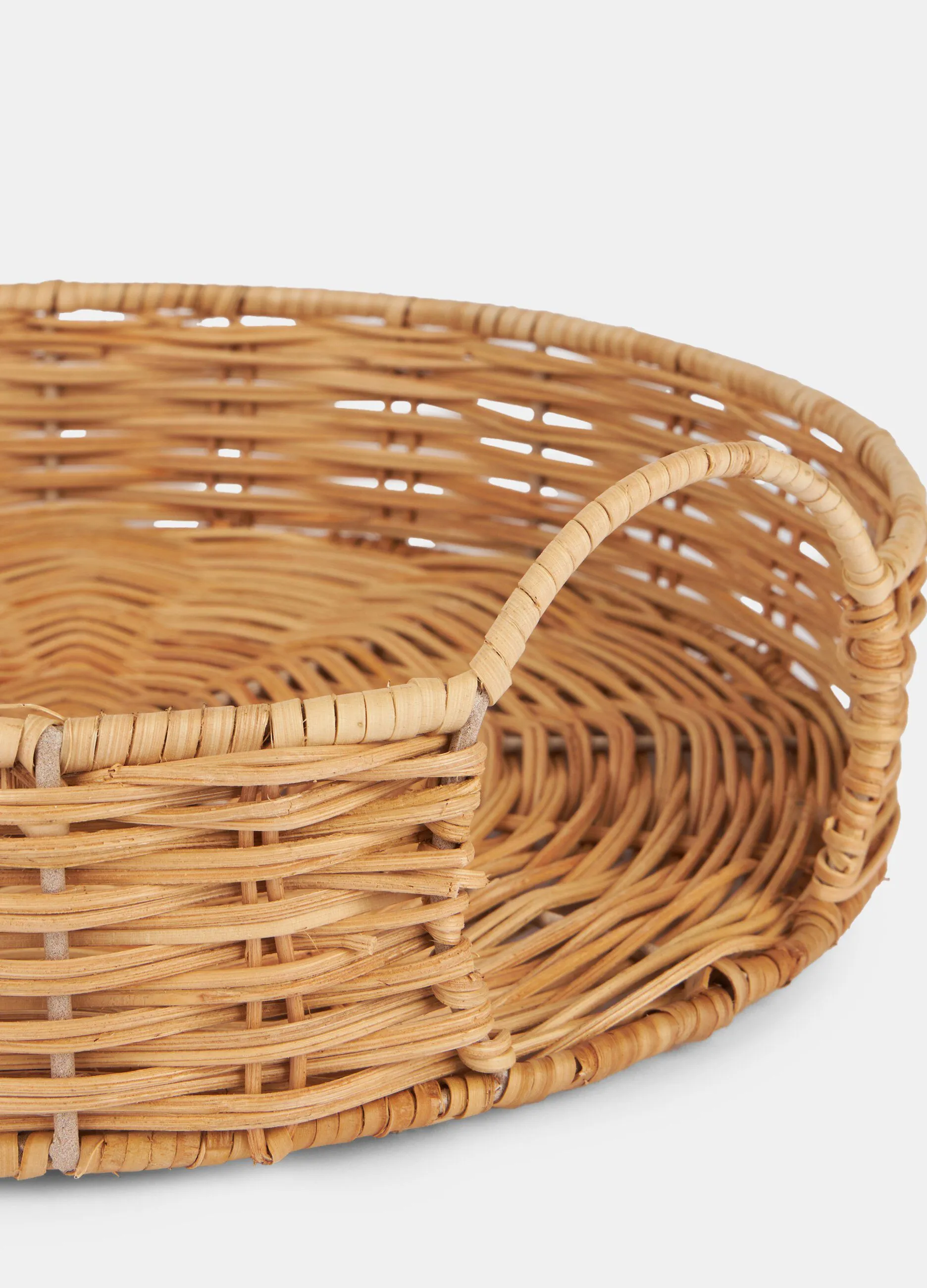 Vassoio tondo in rattan fatto a mano