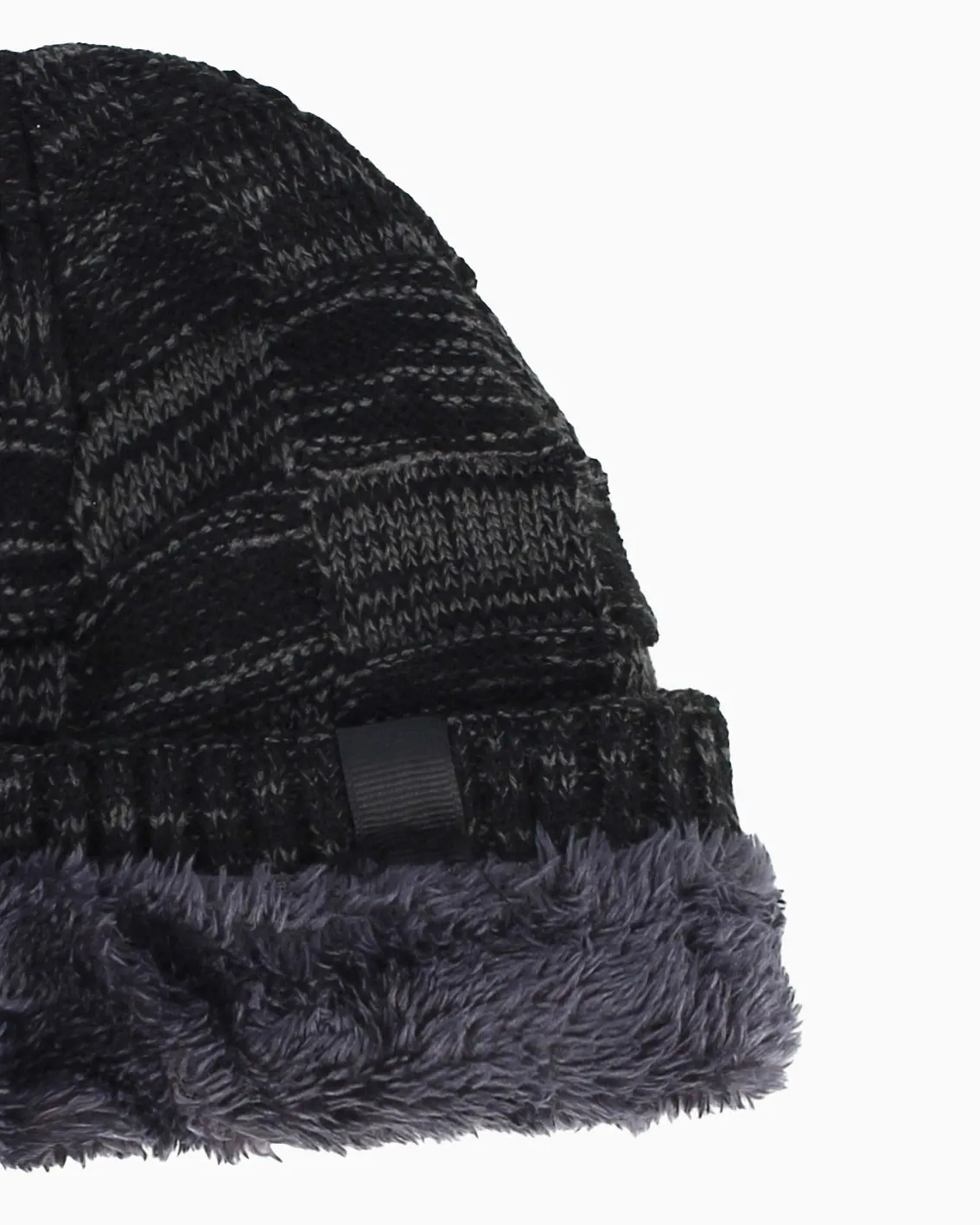 WAMPUM - Cuffia nera a maglia con interno rifinito in pelliccia                                            Previous productWAMPU